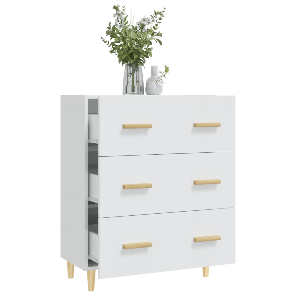 skænk 70x34x90 cm konstrueret træ hvid højglans