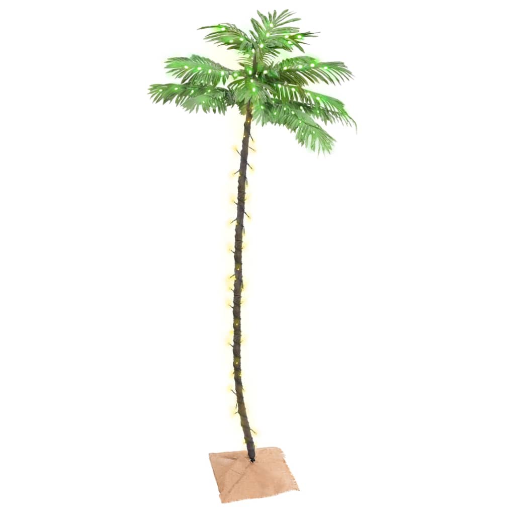 LED-palmetræ 220 cm 136 LED'er varmt hvidt lys hvid