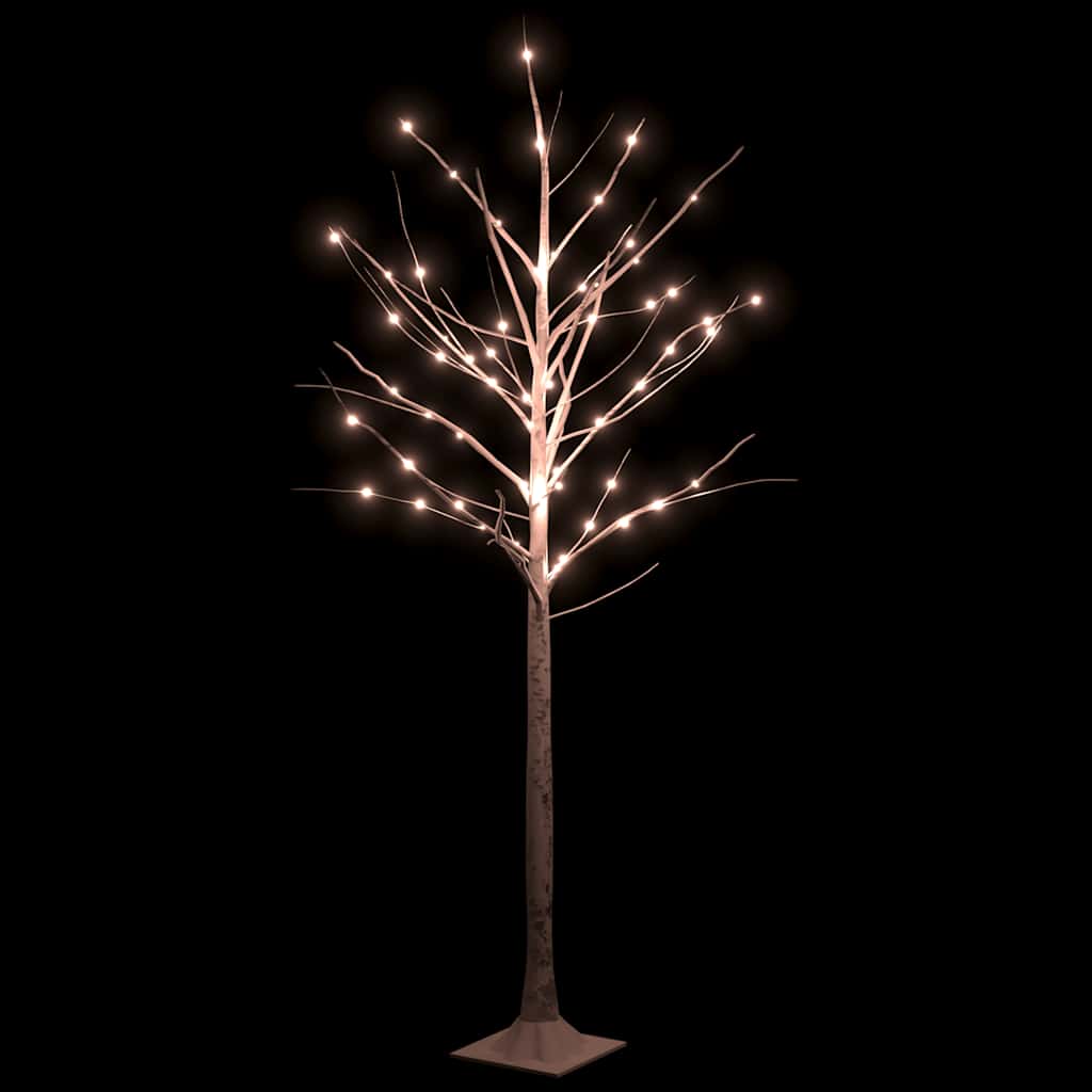 LED-birketræ 180 cm 96 LED'er varmt hvidt lys hvid