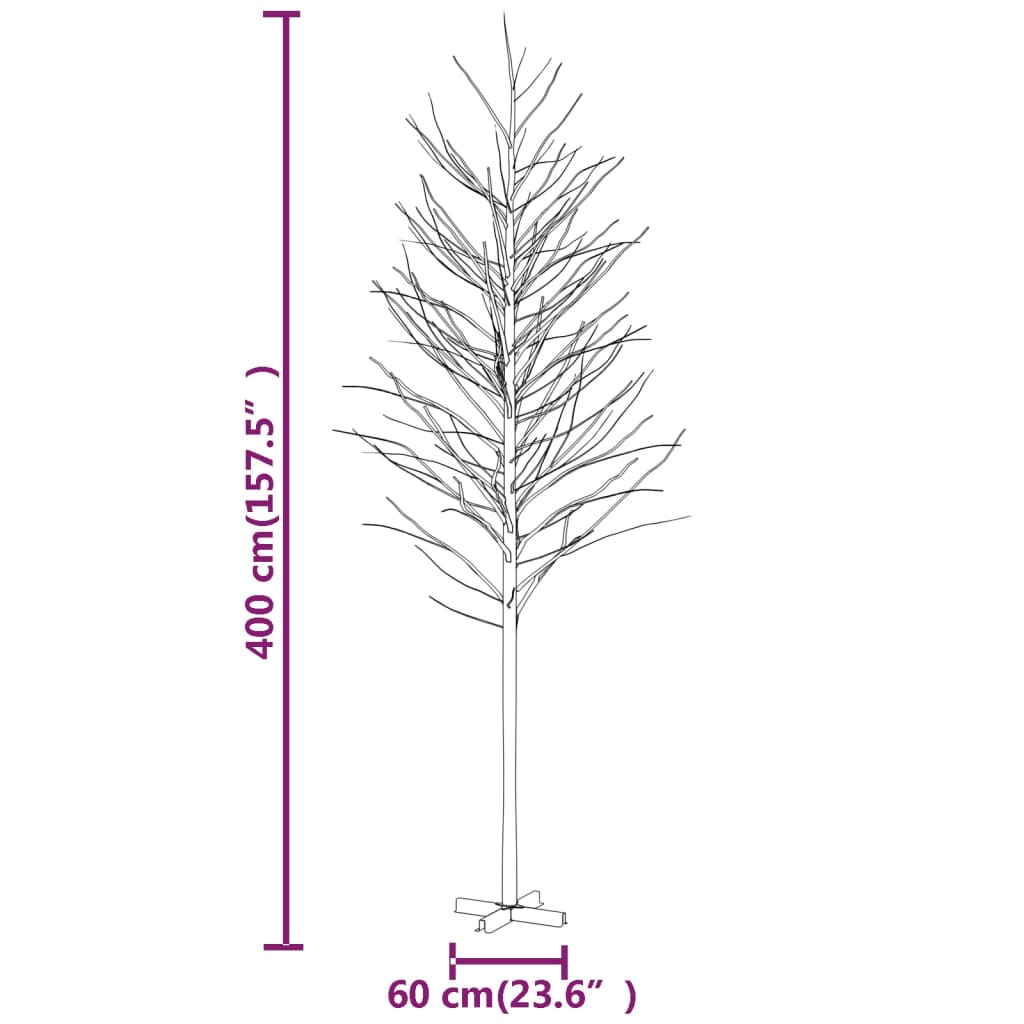 LED-birketræ 400 cm 672 LED'er varmt hvidt lys hvid