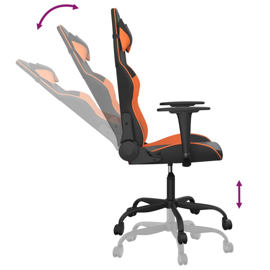 gamingstol m. massagefunktion kunstlæder sort og orange