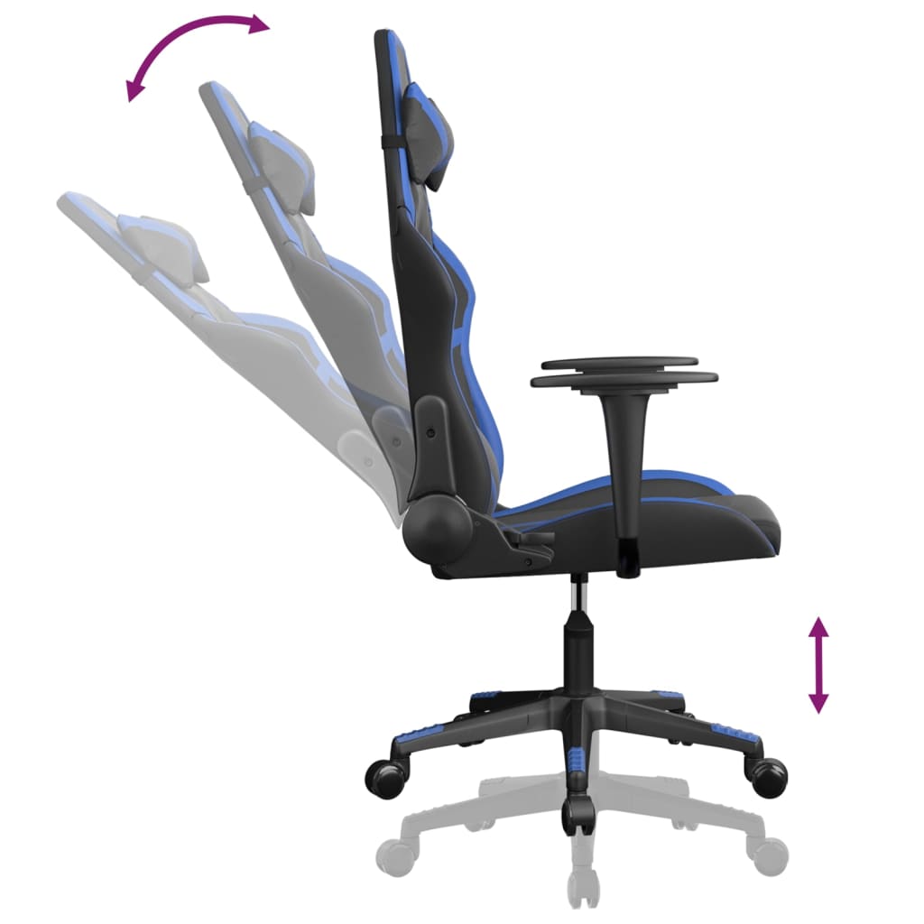 gamingstol m. massagefunktion kunstlæder sort og blå