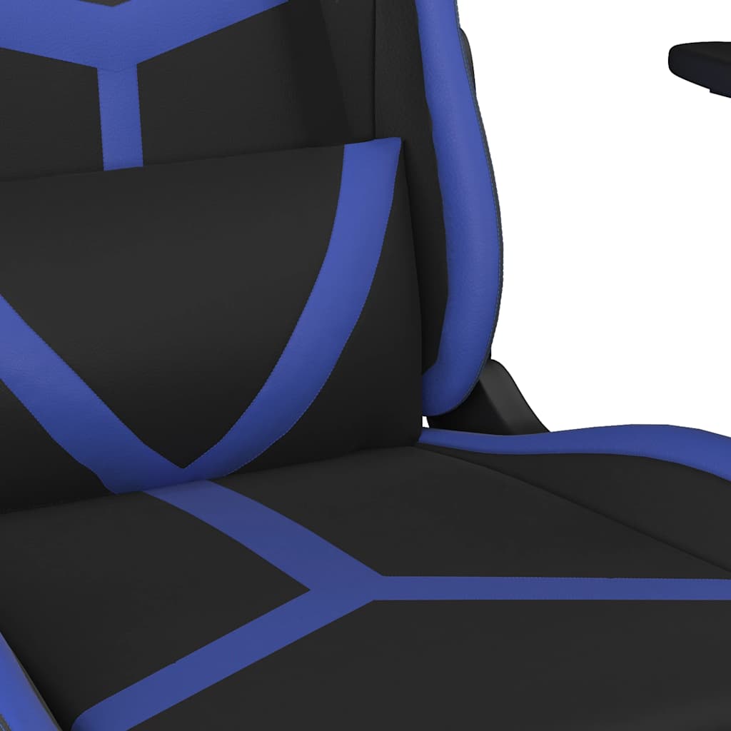 gamingstol m. massagefunktion og fodstøtte kunstlæder sort blå
