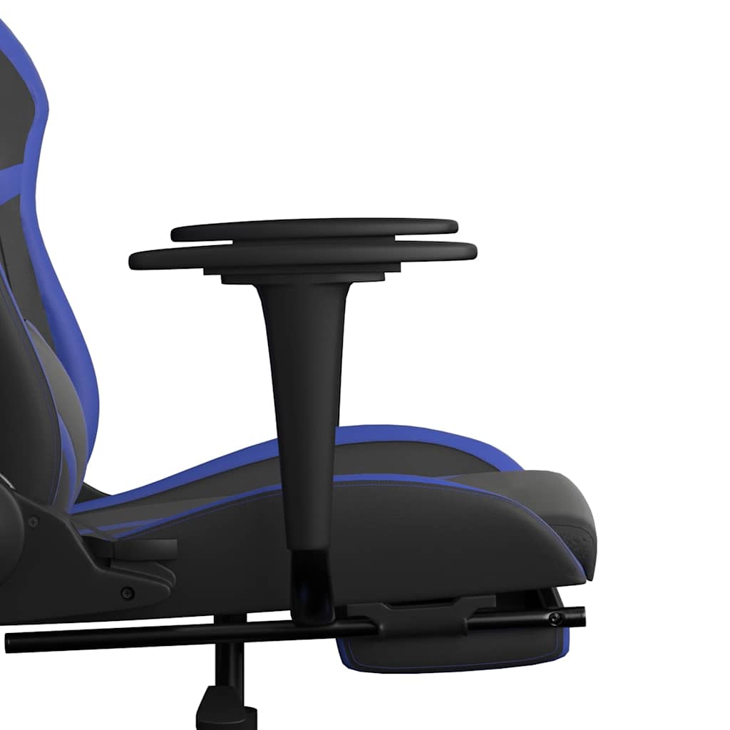 gamingstol m. massagefunktion og fodstøtte kunstlæder sort blå