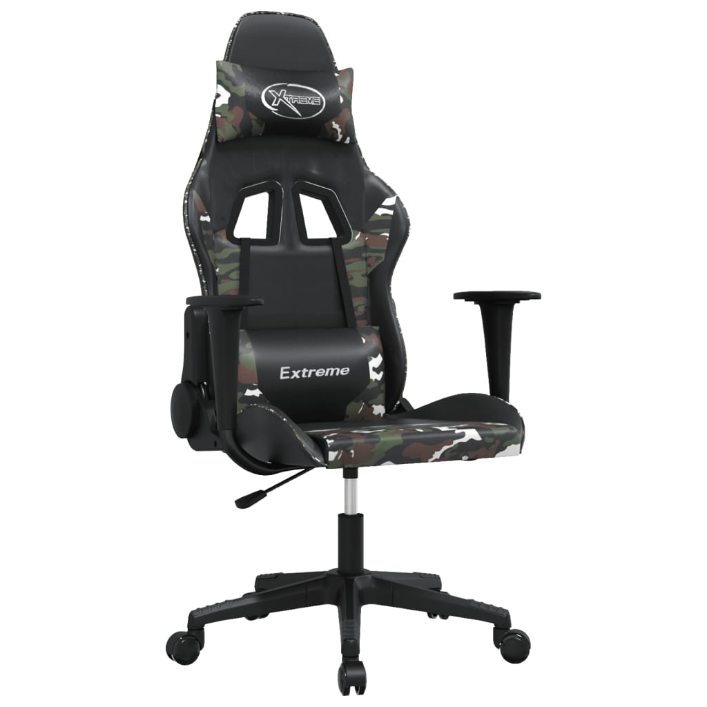 gamingstol m. massagefunktion kunstlæder sort og camouflage