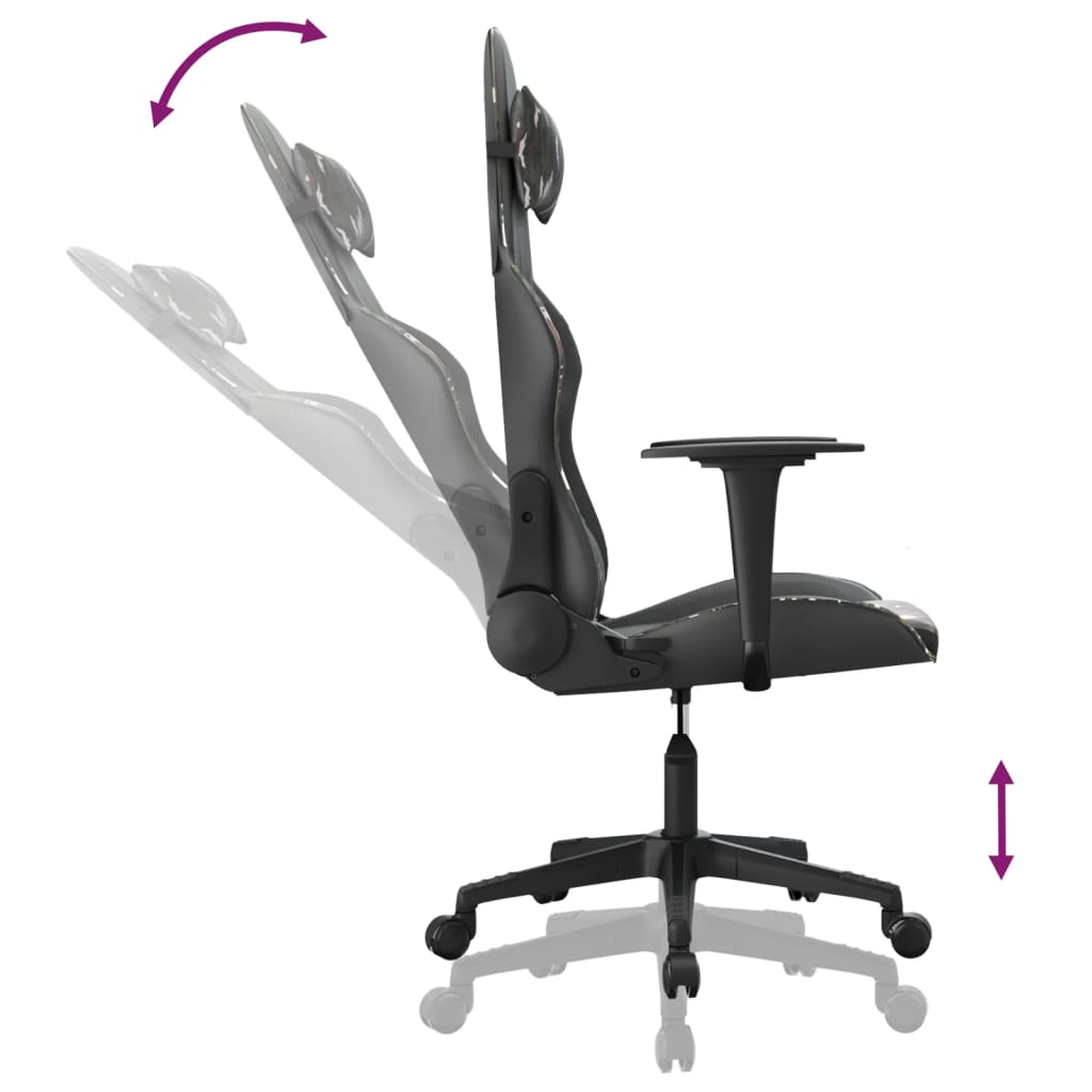 gamingstol m. massagefunktion kunstlæder sort og camouflage