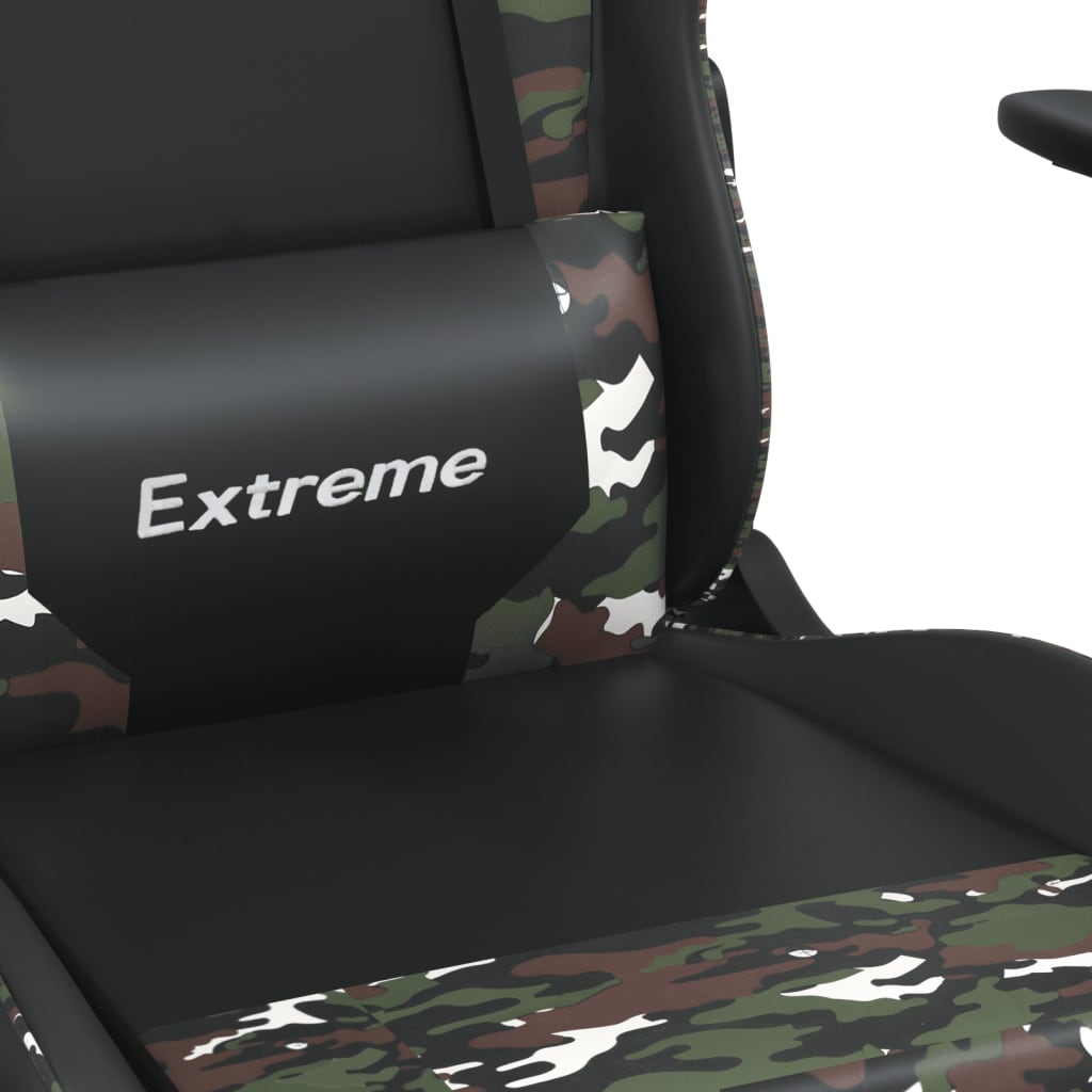 gamingstol m. massagefunktion kunstlæder sort og camouflage