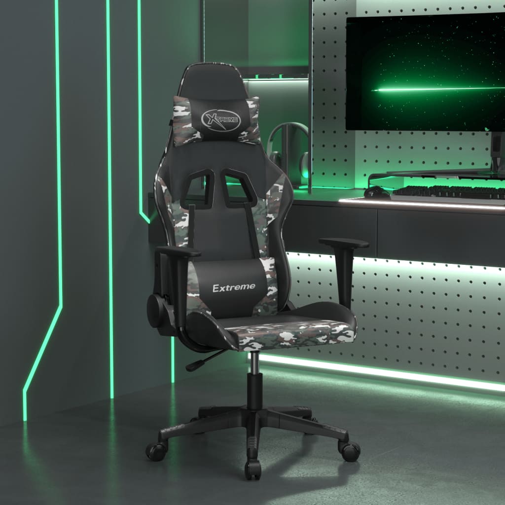 gamingstol m. massagefunktion kunstlæder sort og camouflage
