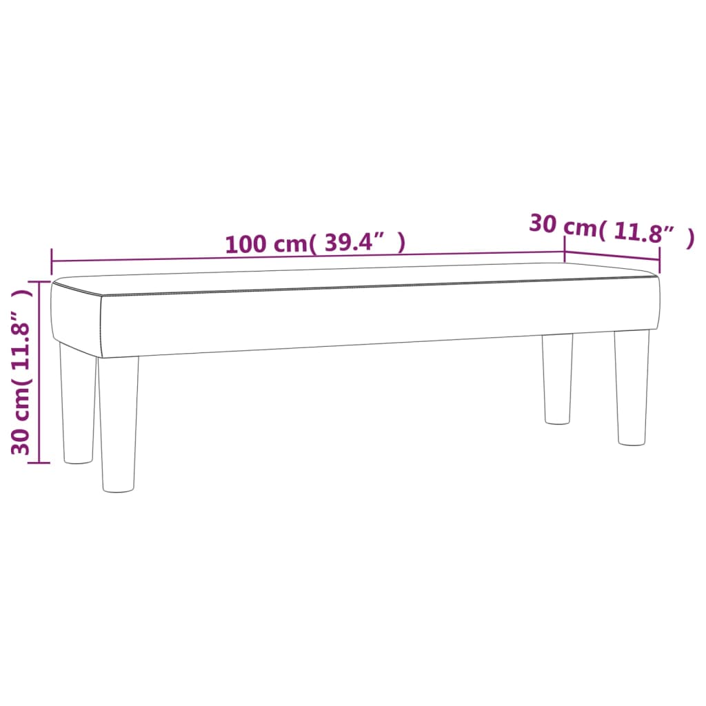 Bank 100x30x30 cm Stoff hellgrau