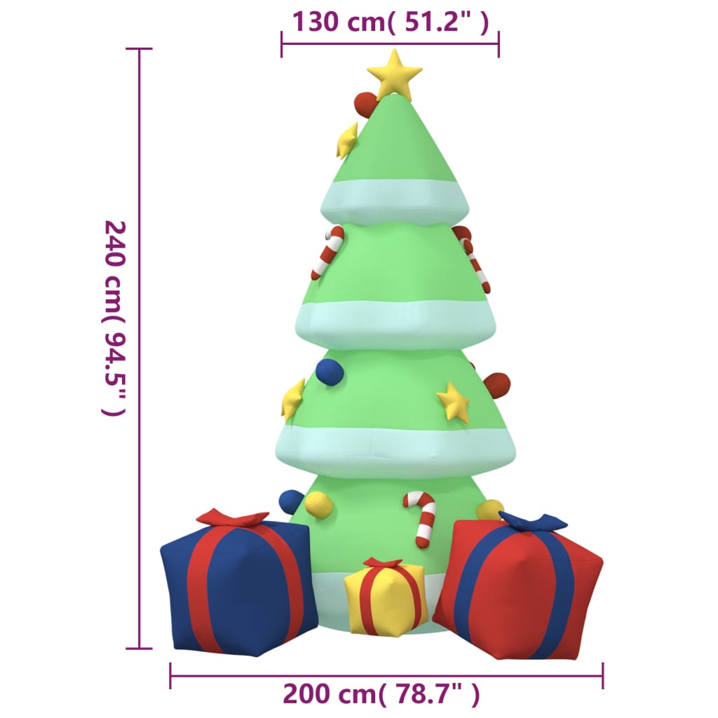 aufblasbarer Weihnachtsbaum mit LED-Lichtern 240 cm