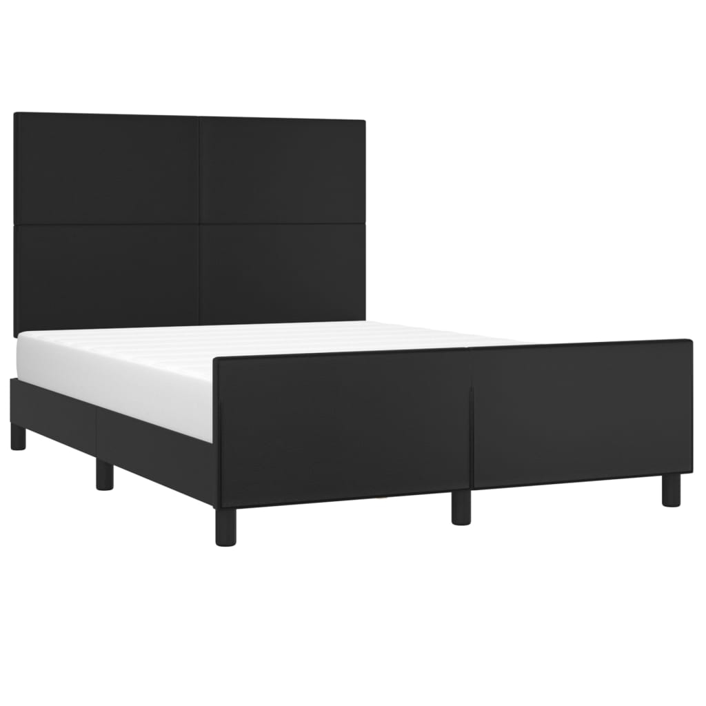 sengeramme med sengegavl 140x200 cm kunstlæder sort