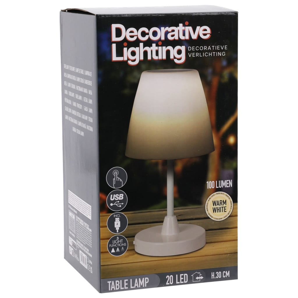 LED-bordlampe 13x30 cm genopladelig hvid