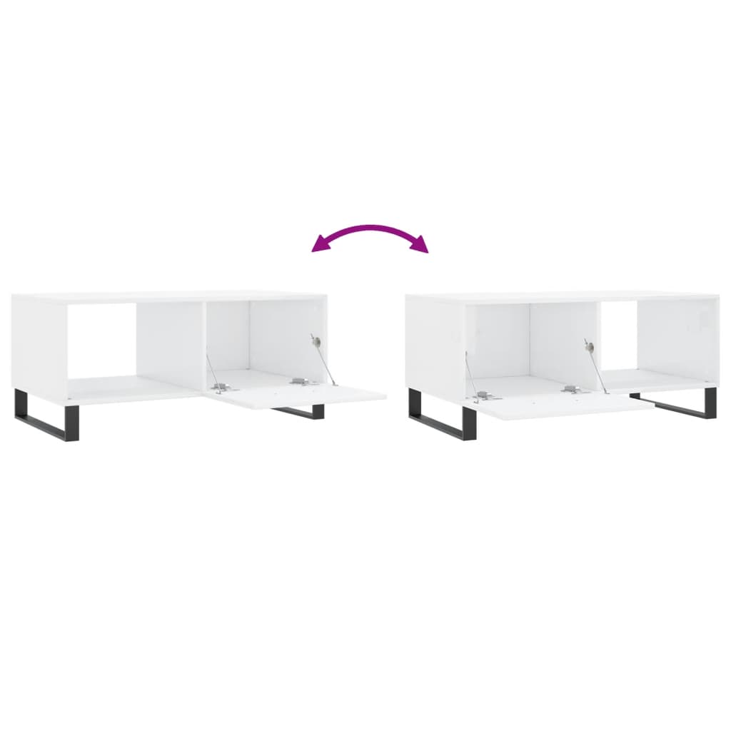 sofabord 90x50x40 cm konstrueret træ hvid højglans