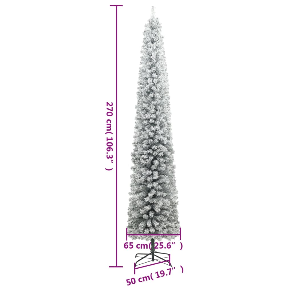 smal julgran med julgransfot och snö 270 cm PVC