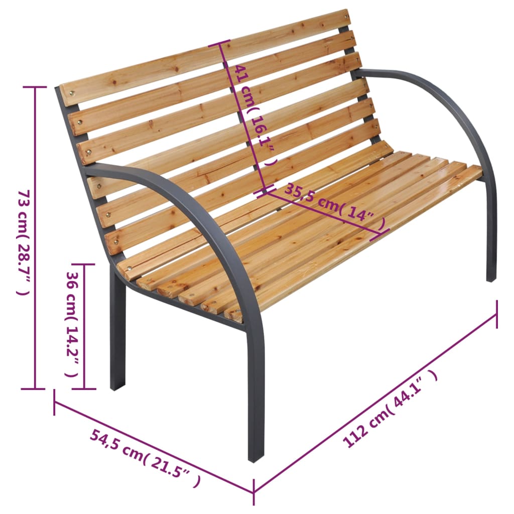 havebænk 112 cm massivt fyrretræ