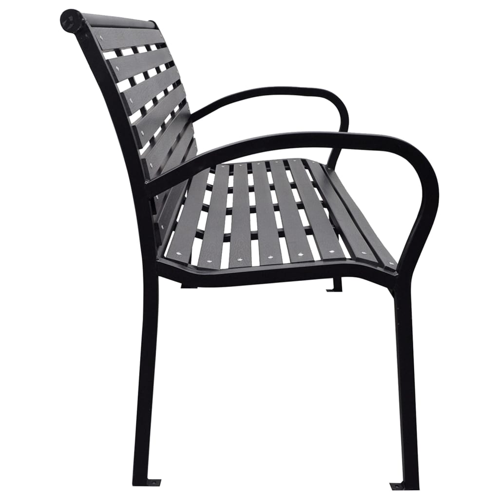 havebænk 116 cm stål og WPC sort