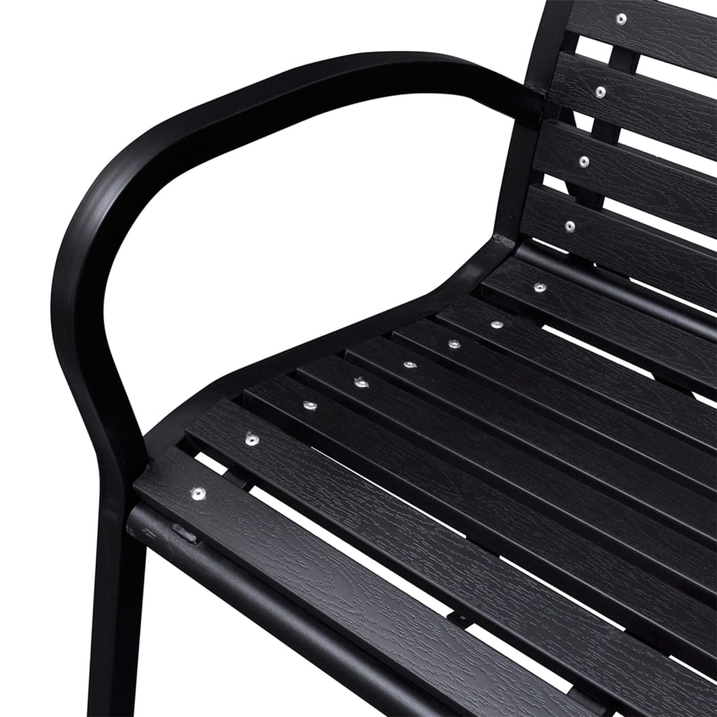 havebænk 116 cm stål og WPC sort