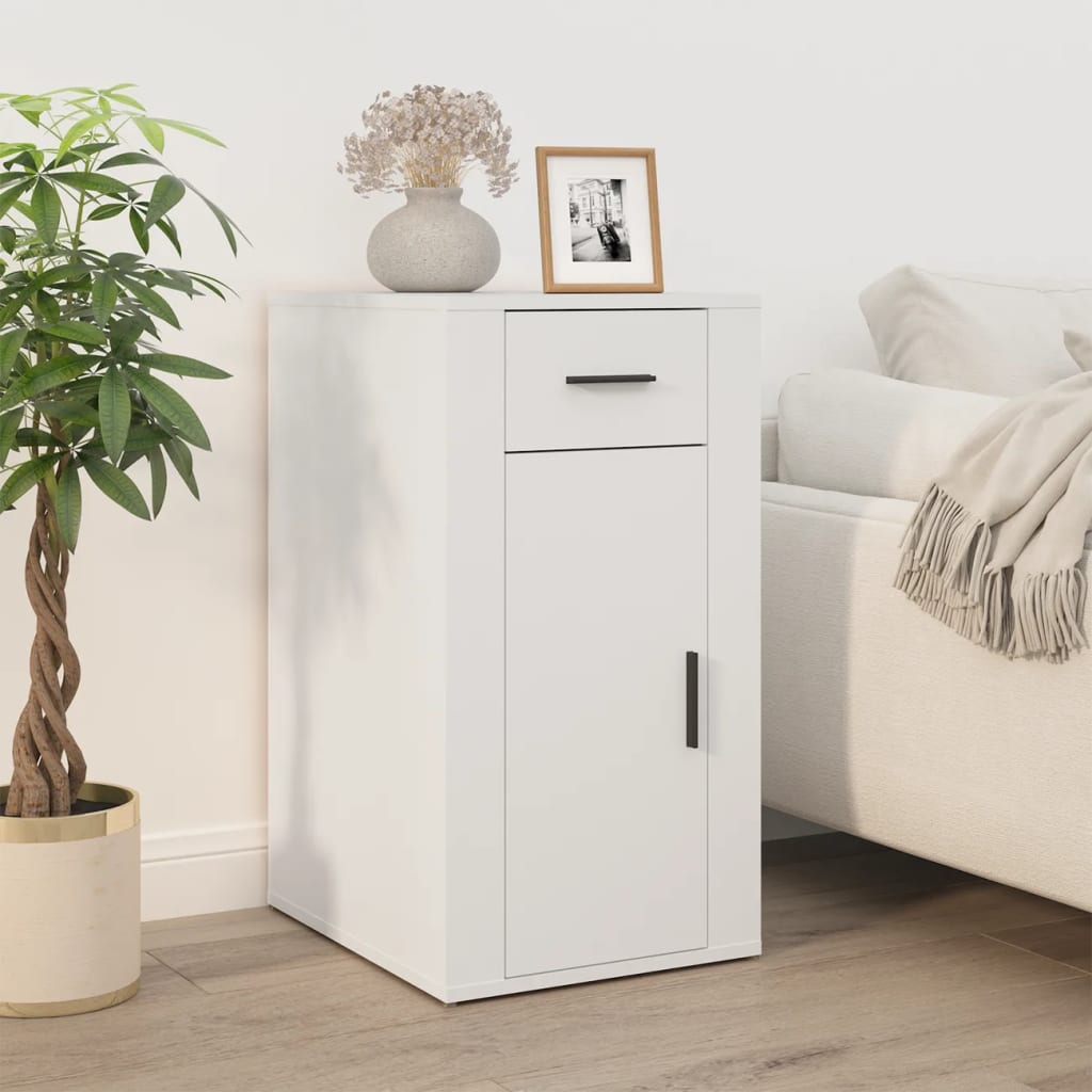skrivebordsskab 40x49x75 cm konstrueret træ hvid