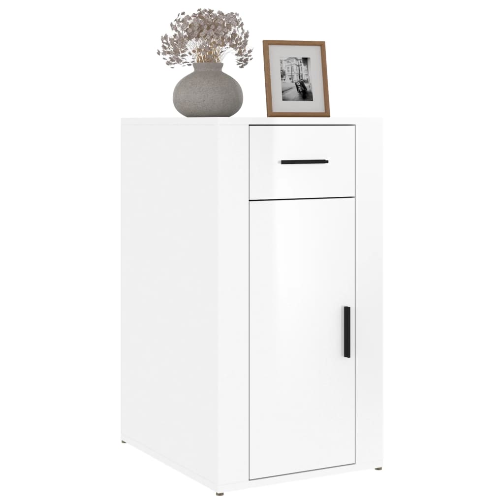 skrivebordsskab 40x49x75 cm konstrueret træ hvid højglans