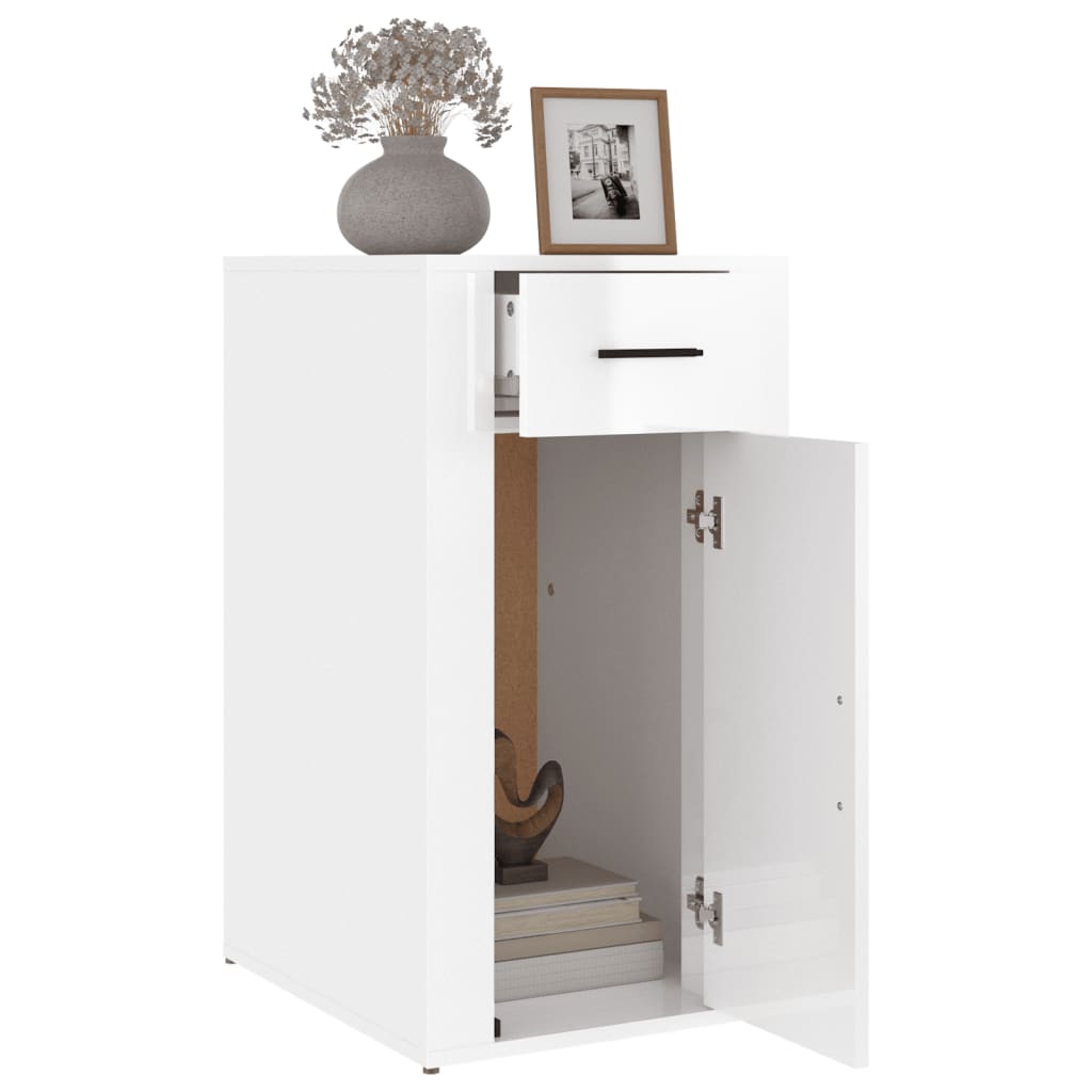 skrivebordsskab 40x49x75 cm konstrueret træ hvid højglans