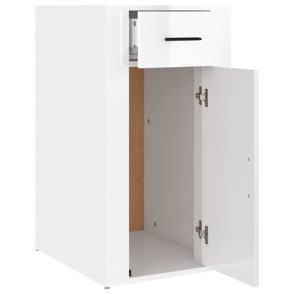 skrivebordsskab 40x49x75 cm konstrueret træ hvid højglans