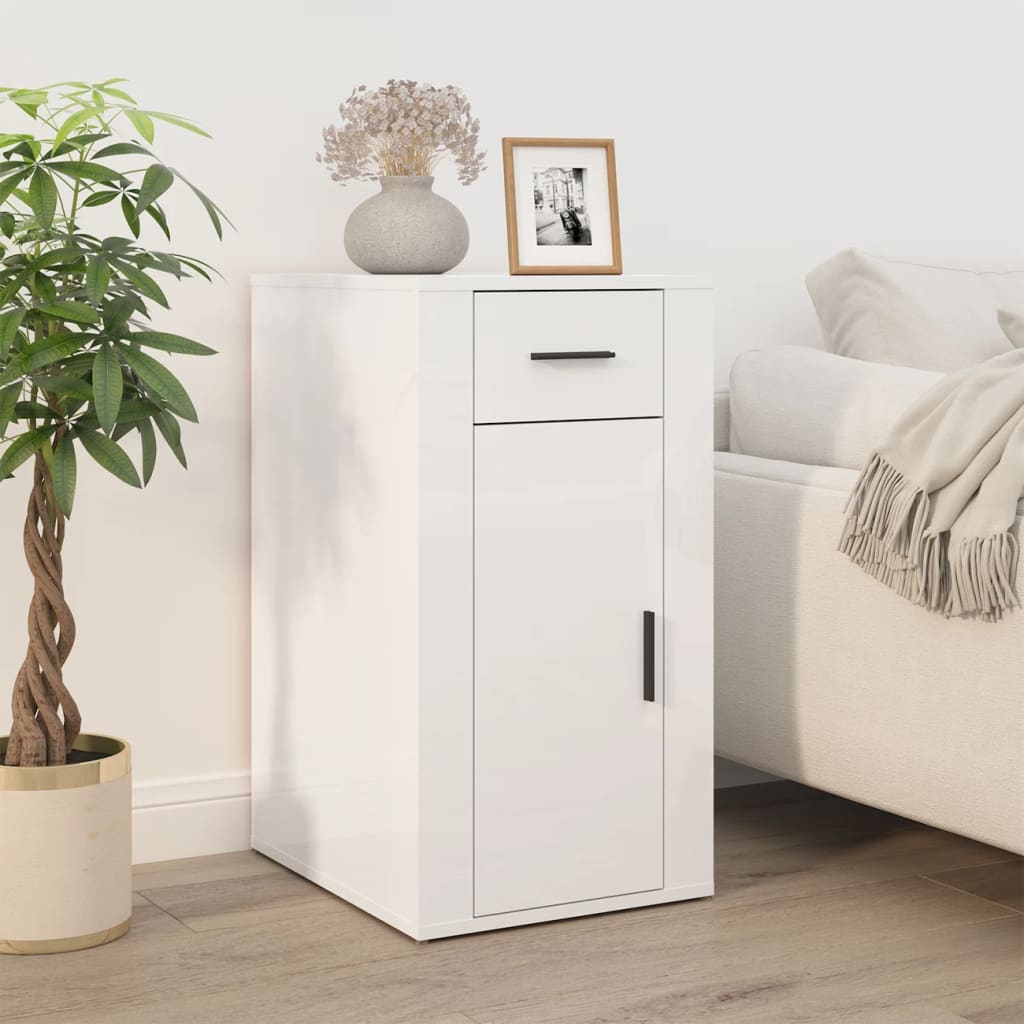 skrivebordsskab 40x49x75 cm konstrueret træ hvid højglans
