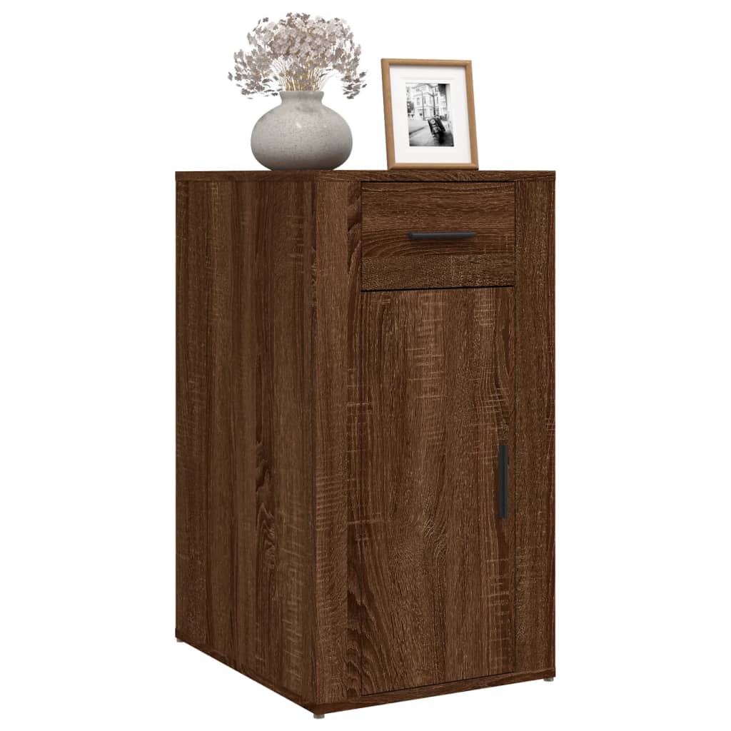 skrivebordsskab 40x49x75 cm konstrueret træ brunt egetræ