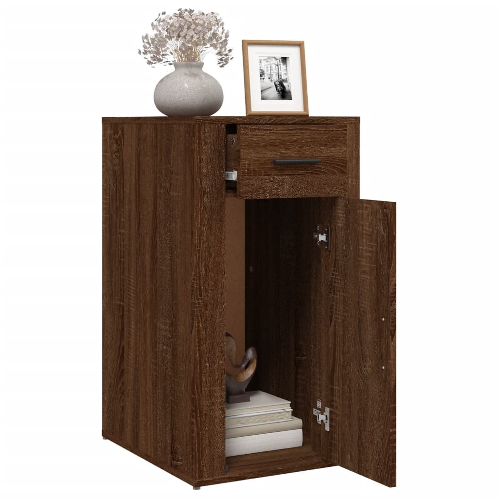 skrivebordsskab 40x49x75 cm konstrueret træ brunt egetræ