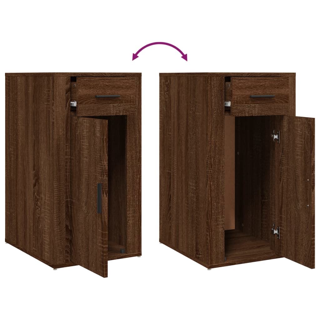 skrivebordsskab 40x49x75 cm konstrueret træ brunt egetræ