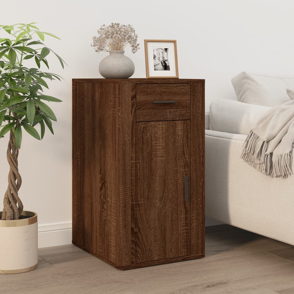 skrivebordsskab 40x49x75 cm konstrueret træ brunt egetræ