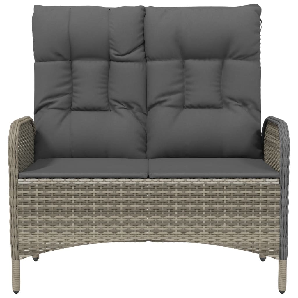 havebænk med lænefunktion og hynder 107 cm polyrattan grå