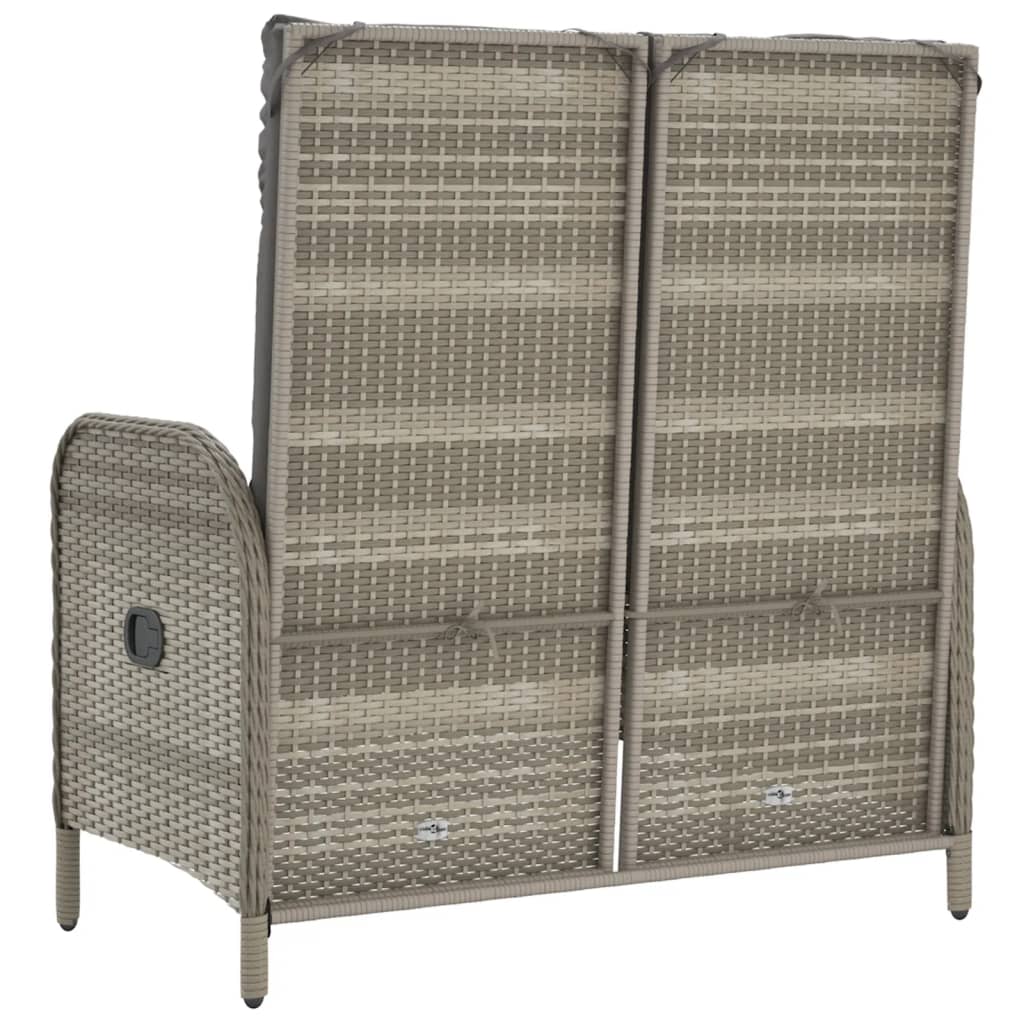 havebænk med lænefunktion og hynder 107 cm polyrattan grå