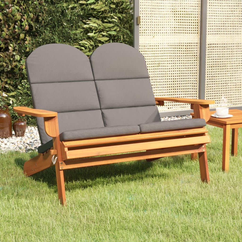 Adirondack-havebænk med hynder 126 cm massivt akacietræ