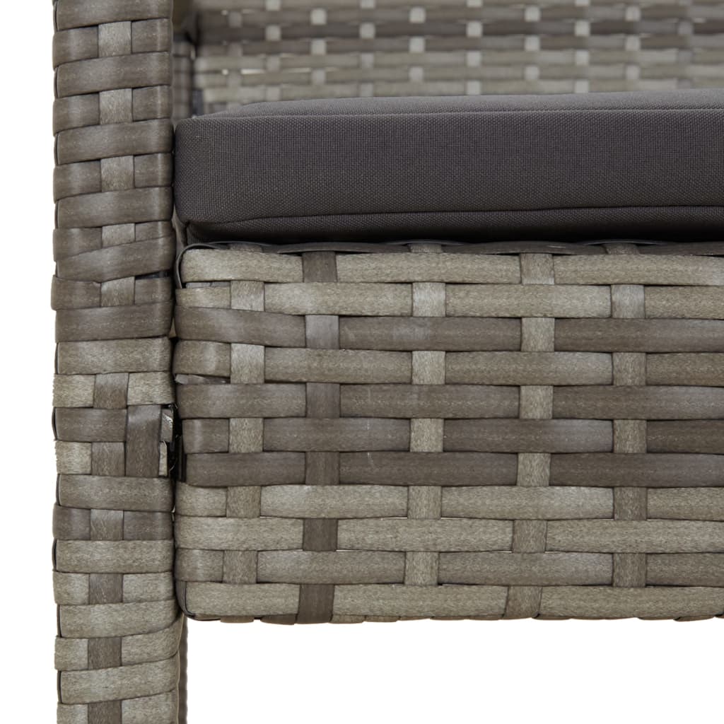 havebænk med hynde 105 cm polyrattan grå