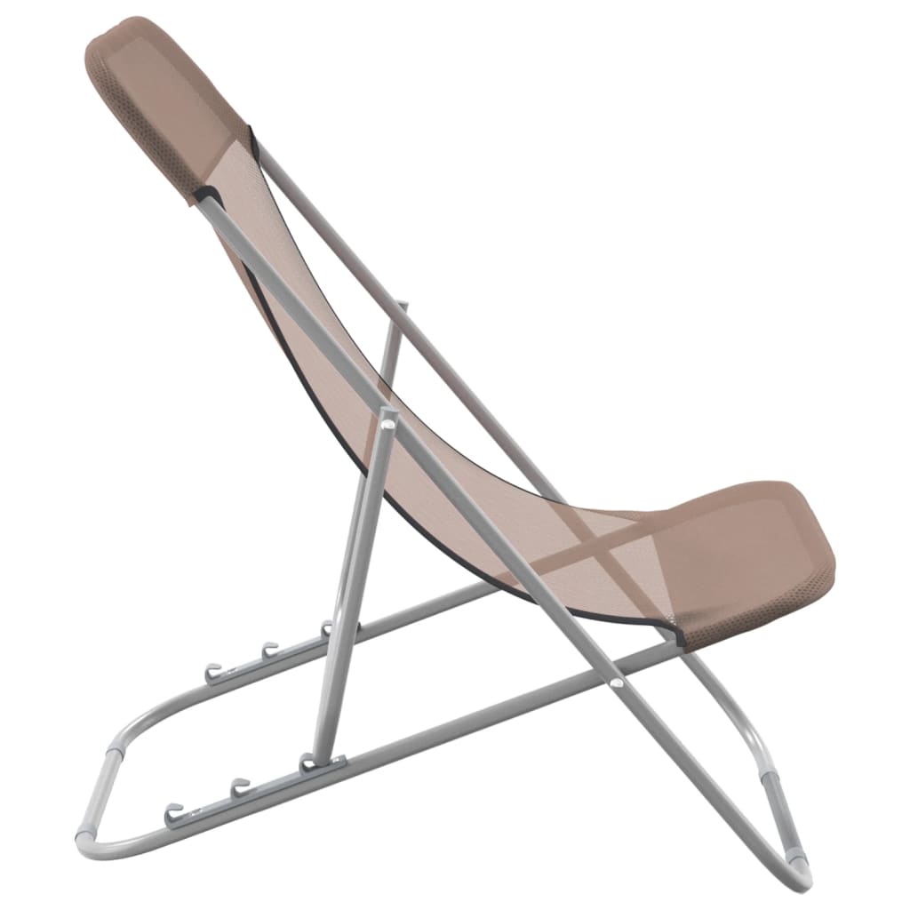 foldbare strandstole 2 stk. textilene pulverlakeret stål brun