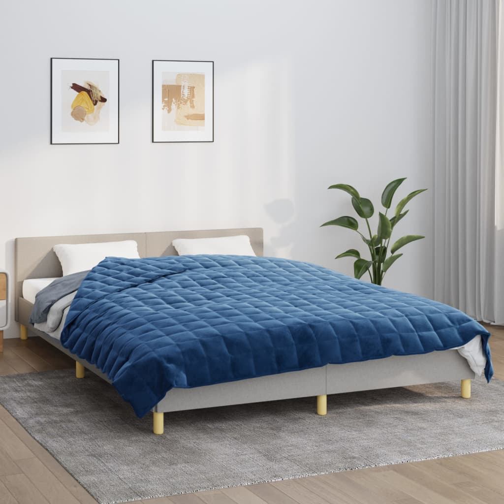 tyngdetæppe 220x240 cm 11 kg stof blå