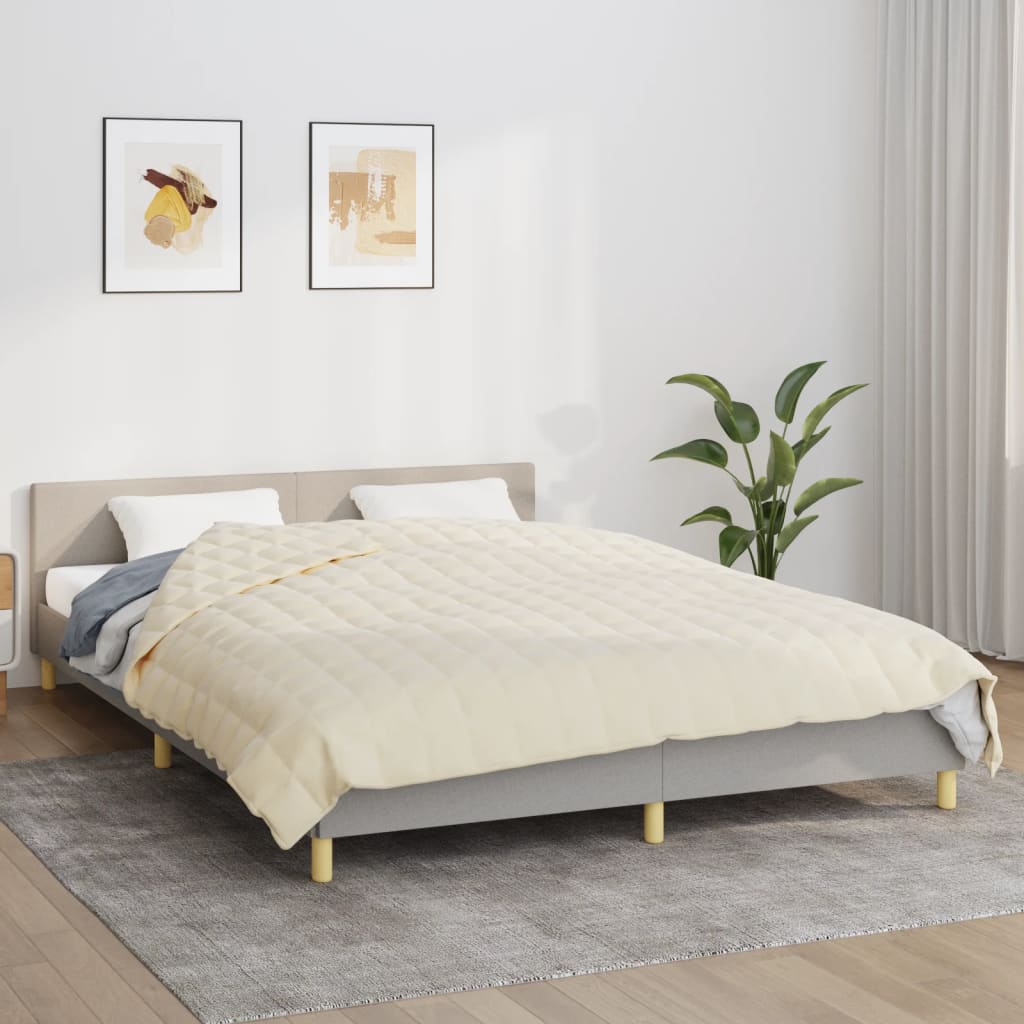 tyngdetæppe 220x230 cm 11 kg stof lys cremefarve