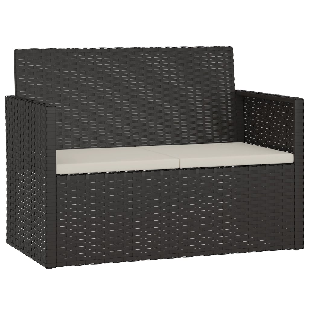 havebænk med hynder 105 cm polyrattan sort