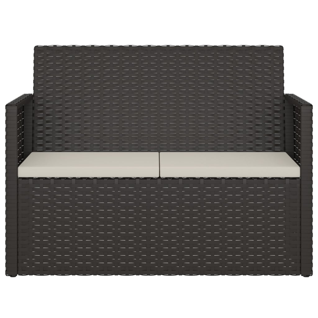 havebænk med hynder 105 cm polyrattan sort
