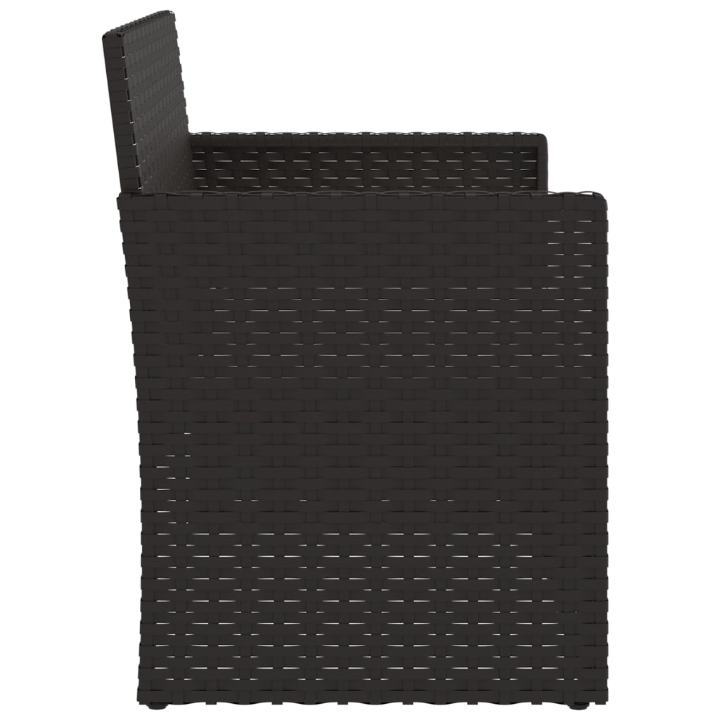 havebænk med hynder 105 cm polyrattan sort