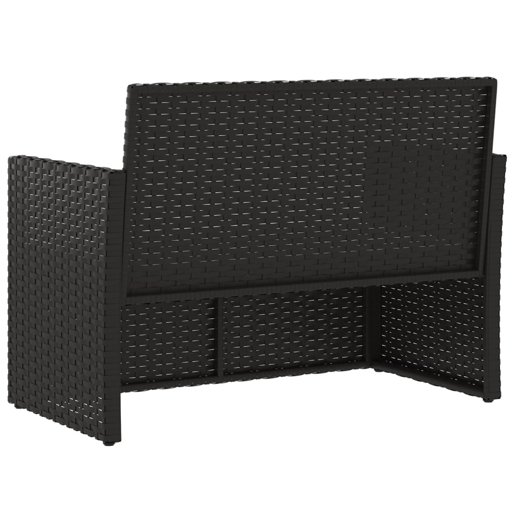havebænk med hynder 105 cm polyrattan sort