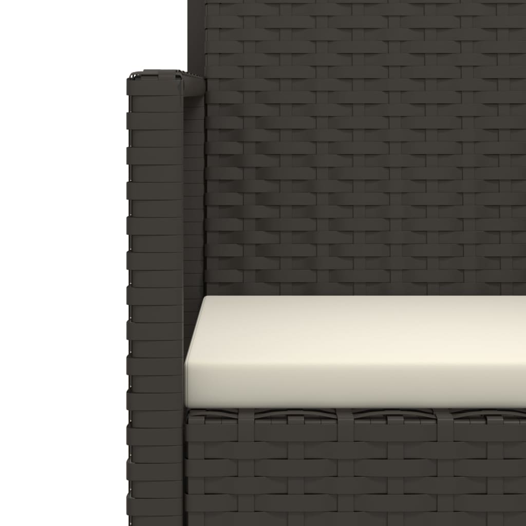 havebænk med hynder 105 cm polyrattan sort