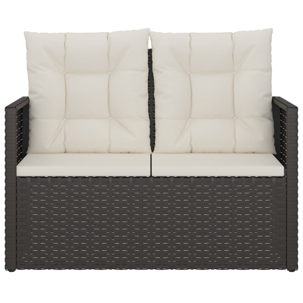 havebænk med hynder 105 cm polyrattan sort