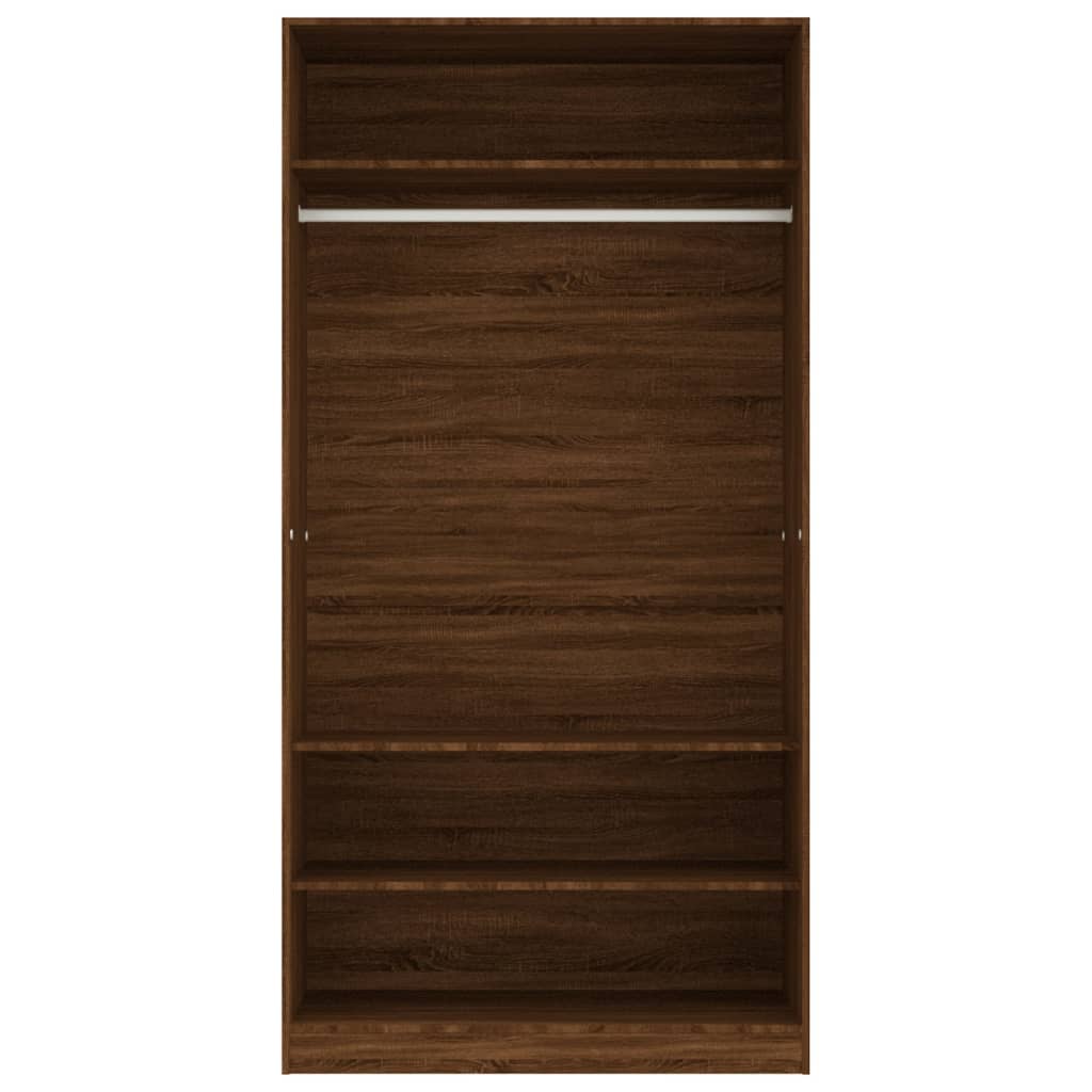 klædeskab 100x50x200 cm konstrueret træ brun egetræsfarve