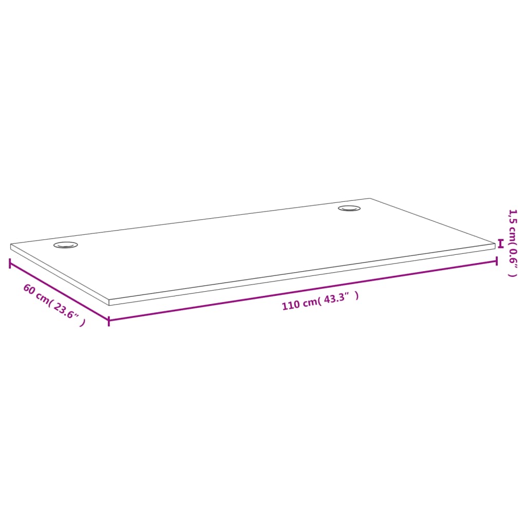 bordplade til skrivebord 110x60x1,5 cm bambus