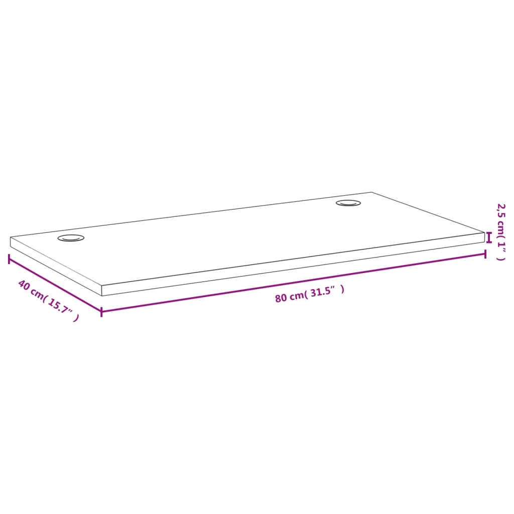 bordplade til skrivebord 80x40x2,5 cm bambus