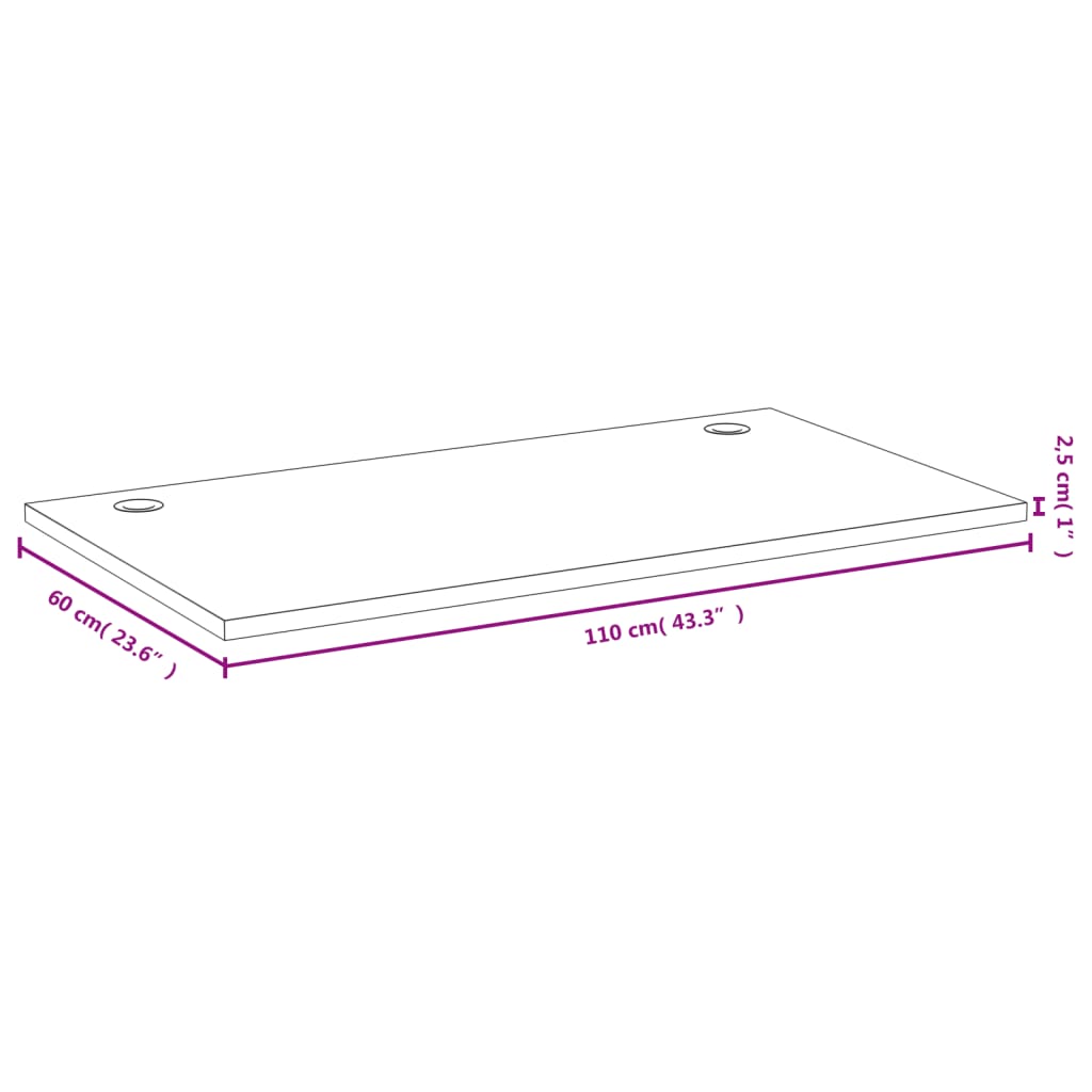 bordplade til skrivebord 110x60x2,5 cm bambus