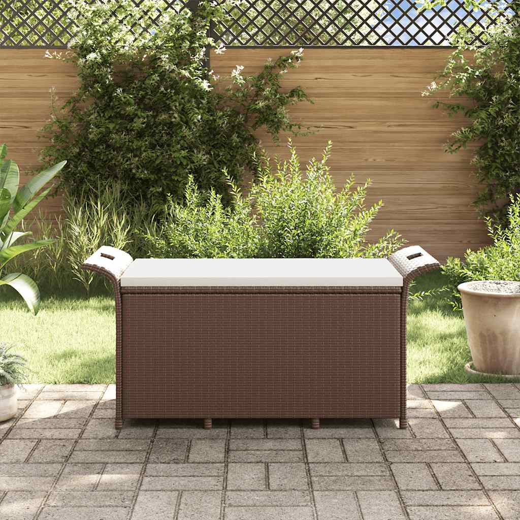 havebænk med hynde 116x46x57 cm polyrattan brun