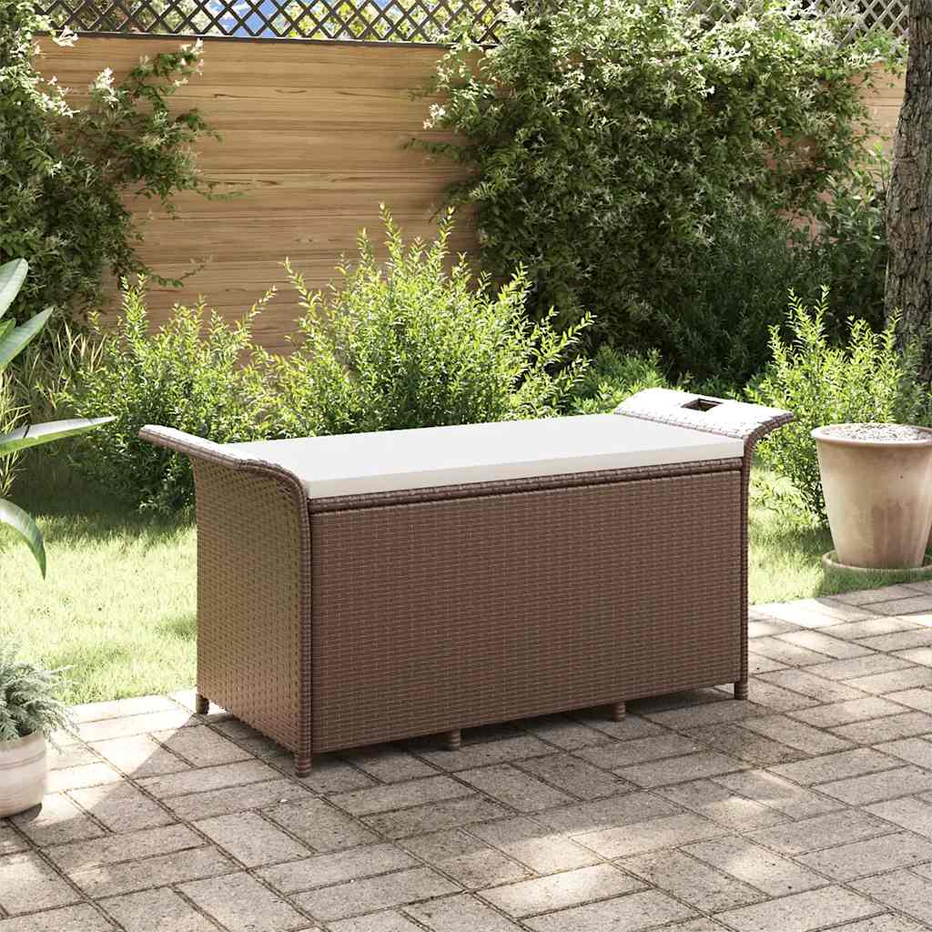 havebænk med hynde 116x46x57 cm polyrattan brun