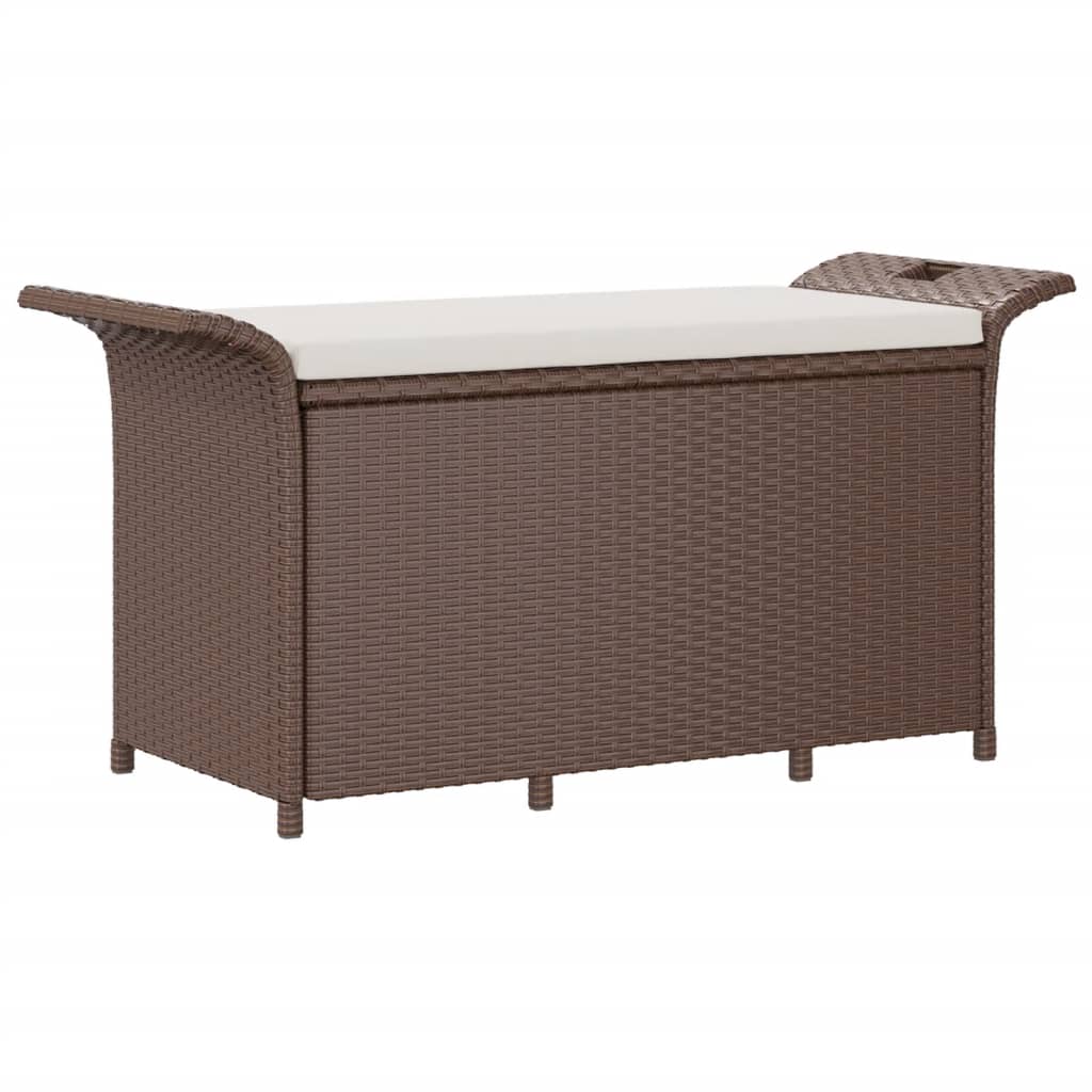 havebænk med hynde 116x46x57 cm polyrattan brun